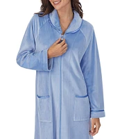 Cozy Velour Long Sleeve Zip-Front Robe