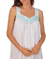 Eileen West Woven Cotton Lawn Sleeveless Sweetheart Neck Embroidered Chemise