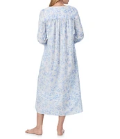 Eileen West Woven Floral Long Sleeve Sweetheart Neck Long Ballet Nightgown