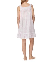 Eileen West Woven Floral Print Sleeveless Sweetheart Neck Partial Button Front Chemise