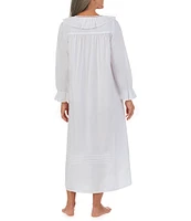 Eileen West Woven Ruffled Ribbon V-Neck Long Sleeve Ballet Nightgown