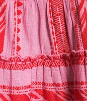 ELAN Arrow Print Split V-Neck 3/4 Bell Sleeve Babydoll Dress
