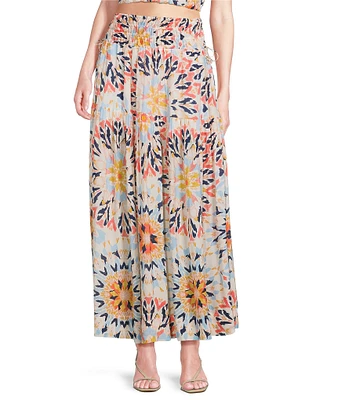 ELAN Coordinating Kaleidoscope Smock Waist Maxi Skirt