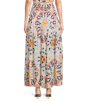 ELAN Coordinating Kaleidoscope Smock Waist Maxi Skirt