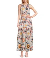 ELAN Coordinating Kaleidoscope Smock Waist Maxi Skirt