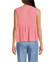 ELAN Cotton Blend Coordinating Sleeveless Tie Front Flyaway Top