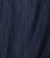 ELAN Denim V-Neck Short Cap Sleeve Midi Dress