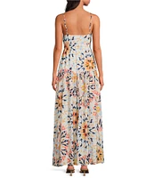 ELAN Kaleidoscope V-Neck Spaghetti Strap Maxi Dress