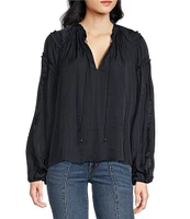 ELAN Long Sleeve Tie V-Neck Long Sleeve Top