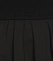 ELAN Mixed Media V-Neck Sleeveless A-Line Midi Dress