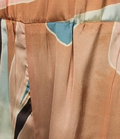 ELAN Coordinating Paisley Print Elastic Waistband Side Slit Pull-On Wide Leg Pants