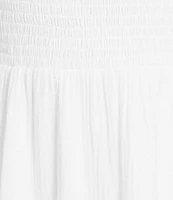 ELAN Solid Woven One Shoulder Neck Smocked Bodice A-Line Maxi Dress