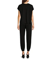 ELAN Stretch Crew Neck Short Sleeve Jumpsuit