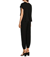 ELAN Stretch Crew Neck Short Sleeve Jumpsuit