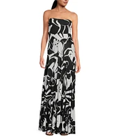 ELAN Stretch Knit Stripe Print Strapless Neck Sleeveless Convertible Shirt Dress