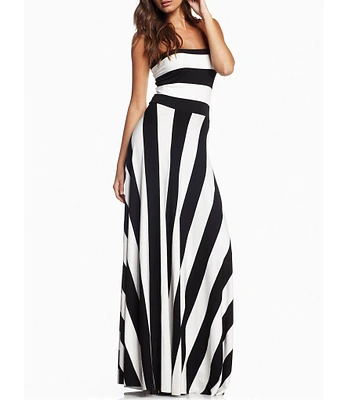 ELAN Striped Convertible Strapless Maxi Dress