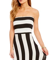 ELAN Striped Convertible Strapless Maxi Dress