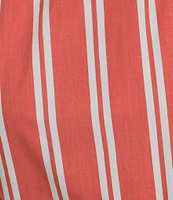ELAN Stripe Cotton Blend Square Neck Sleeveless Belted Maxi Dress