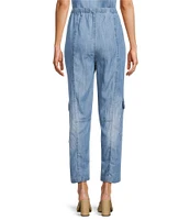 ELAN Tencel Chambray Coordinating Drawstring Waist Cargo Pants