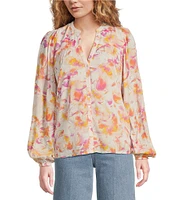 ELAN V-Neck Long Sleeve Print Shirt