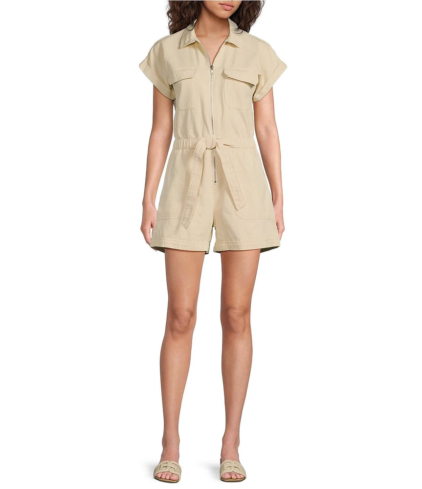 ELAN V-Neck Short Sleeves Woven Romper
