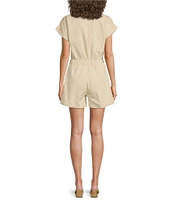 ELAN V-Neck Short Sleeves Woven Romper