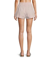 ELAN Woven Stripe Print Elastic Waist Pull-On Shorts