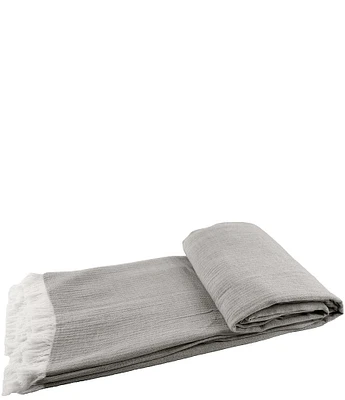 ELISABETH YORK Declan Ash Fringe Bed Throw Blanket