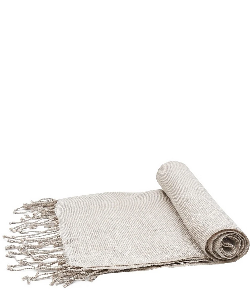 ELISABETH YORK Lucca Hand-Knotted Fringe Throw Blanket