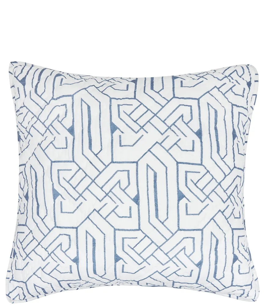 ELISABETH YORK Marlowe Storm Geometric Pattern Cotton Gauze Euro Sham