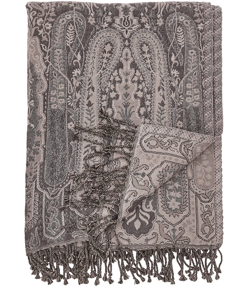 ELISABETH YORK Nerina Jacquard Yarn-Knotted Fringe Throw Blanket