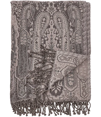 ELISABETH YORK Nerina Jacquard Yarn-Knotted Fringe Throw Blanket