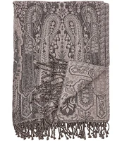 ELISABETH YORK Nerina Jacquard Yarn-Knotted Fringe Throw Blanket