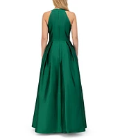 Eliza J Halter Neck Bow Detail Taffeta Ballgown