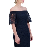 Eliza J Lace Off-The-Shoulder Short Sleeve Dress