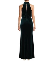 Eliza J Mock Neck Sleeveless Velvet Blouson Gown