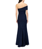 Eliza J One Sleeve Shimmer Knit Mermaid Gown