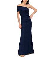 Eliza J One Sleeve Shimmer Knit Mermaid Gown