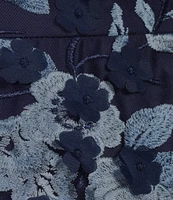 Eliza J Plus Size Boat Neck Floral Embroidered Midi Dress