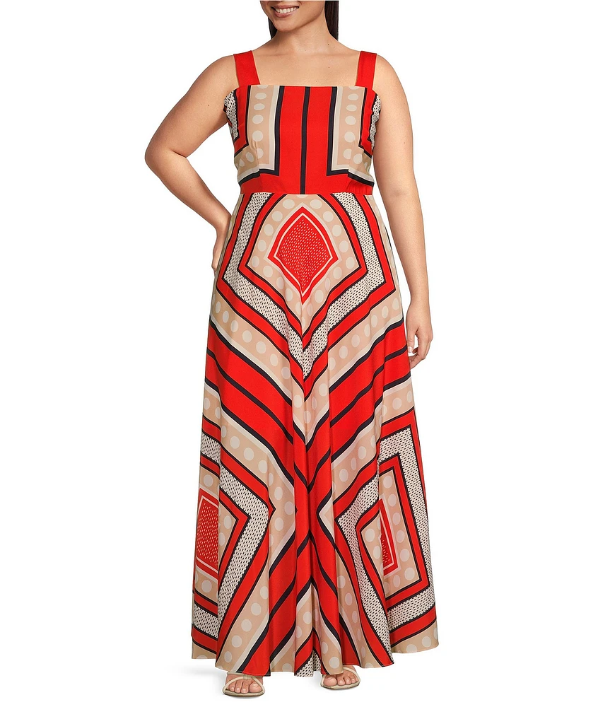 Eliza J Plus Size Scarf Printed Maxi Sundress