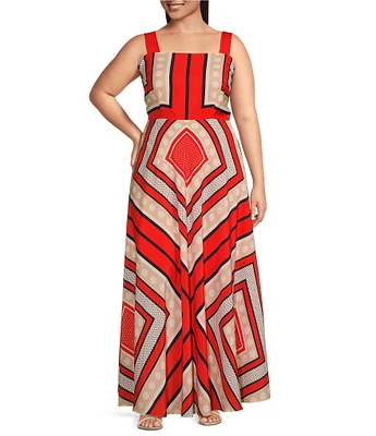 Eliza J Plus Size Scarf Printed Maxi Sundress