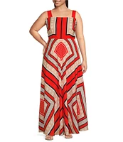 Eliza J Plus Size Scarf Printed Maxi Sundress