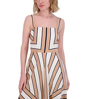 Eliza J Square Neck Sleeveless Stripe Scarf Print Aline Maxi Dress