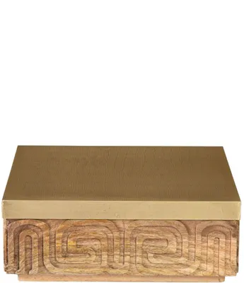 Elk Home Maze Carved Mango Wood & Brass Decorative Storage Box