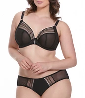 Elomi Plus Size Matilda Embroidered Sheer Plunging Convertible U-Back to Racerback Contour Wire Full-Busted Bra