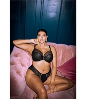 Elomi Plus Size Matilda Embroidered Sheer Plunging Convertible U-Back to Racerback Contour Wire Full-Busted Bra