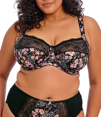 Elomi Morgan Lace-Trimmed Floral Full-Busted Contour U-Back Underwire Bra