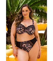Elomi Morgan Lace-Trimmed Floral Full-Busted Contour U-Back Underwire Bra
