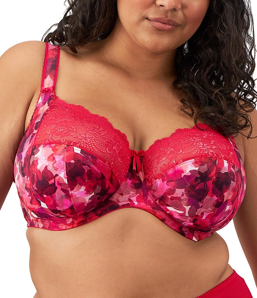 Elomi Morgan Lace-Trimmed Printed Full-Busted Contour U-Back Underwire Bra