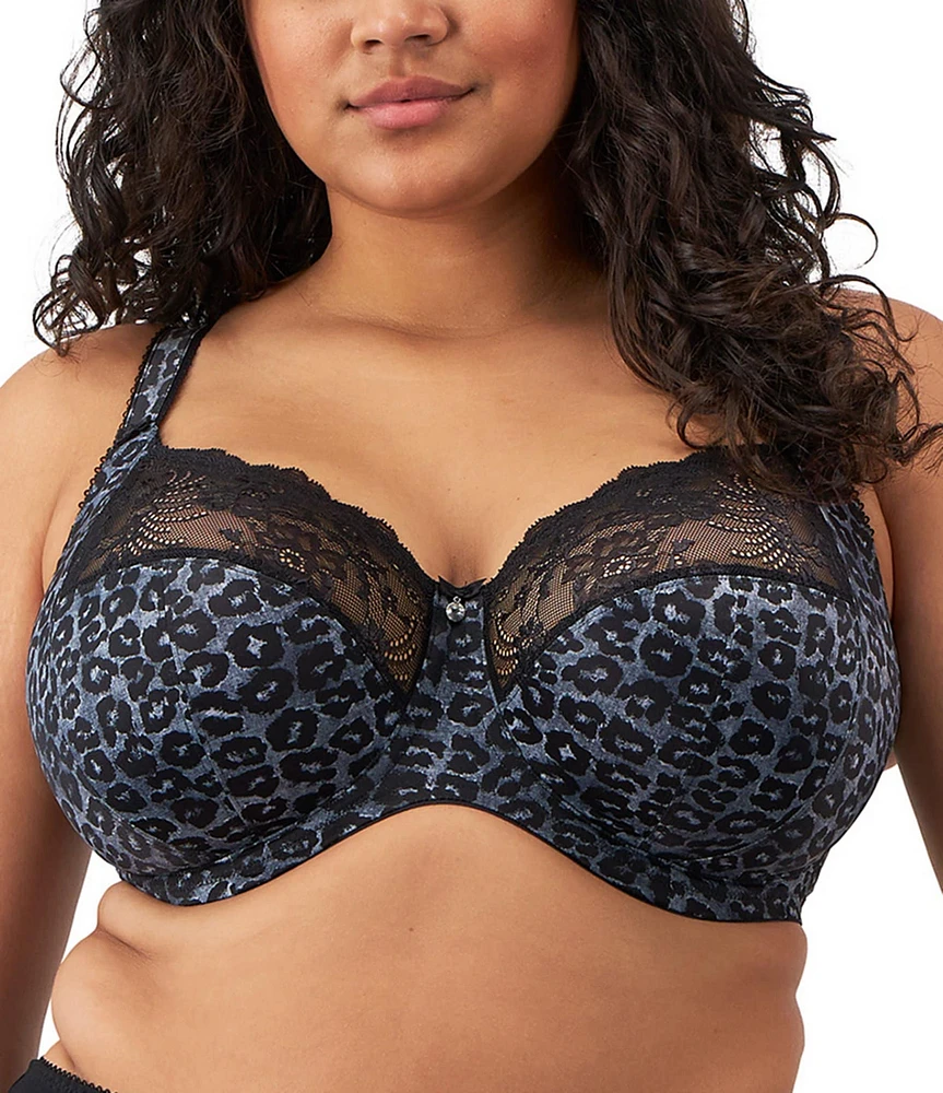 Elomi Morgan Stretch Lace-Trimmed Animal Print Full-Busted Contour U-Back Underwire Bra